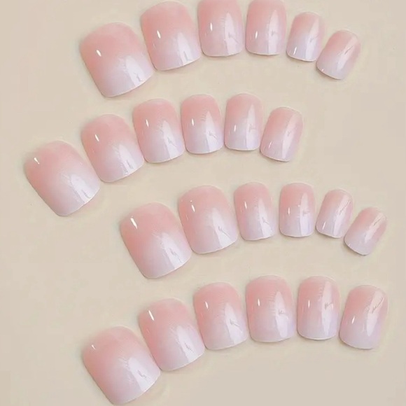 Ombré Pink & White Rounded Square Press On Nail Kit - Picture 2 of 4